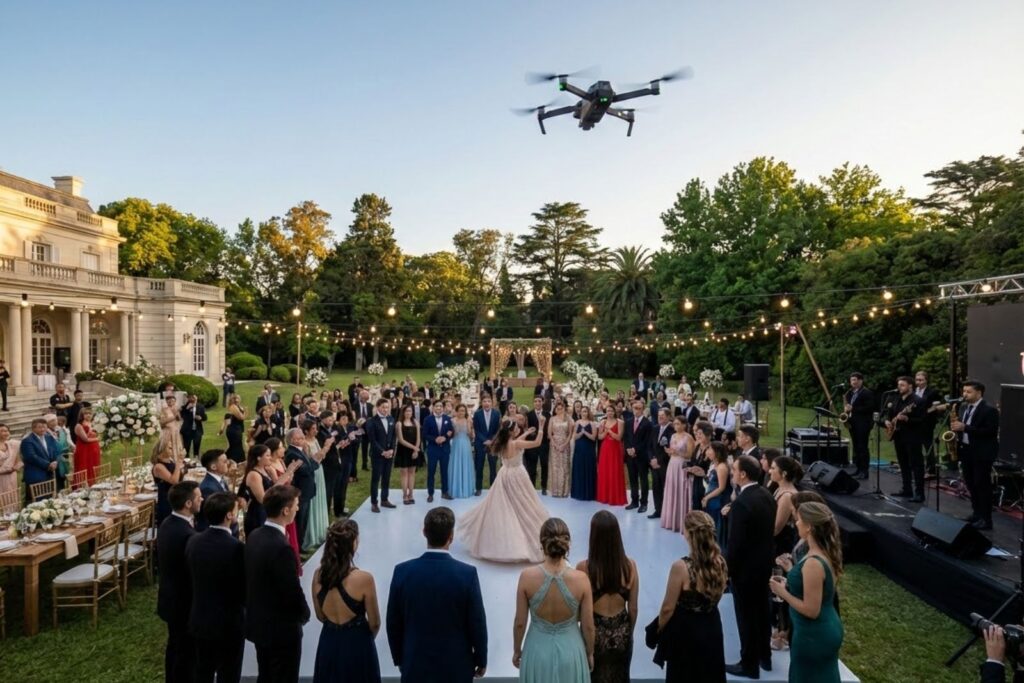 drone en cumpleaños de 15 años